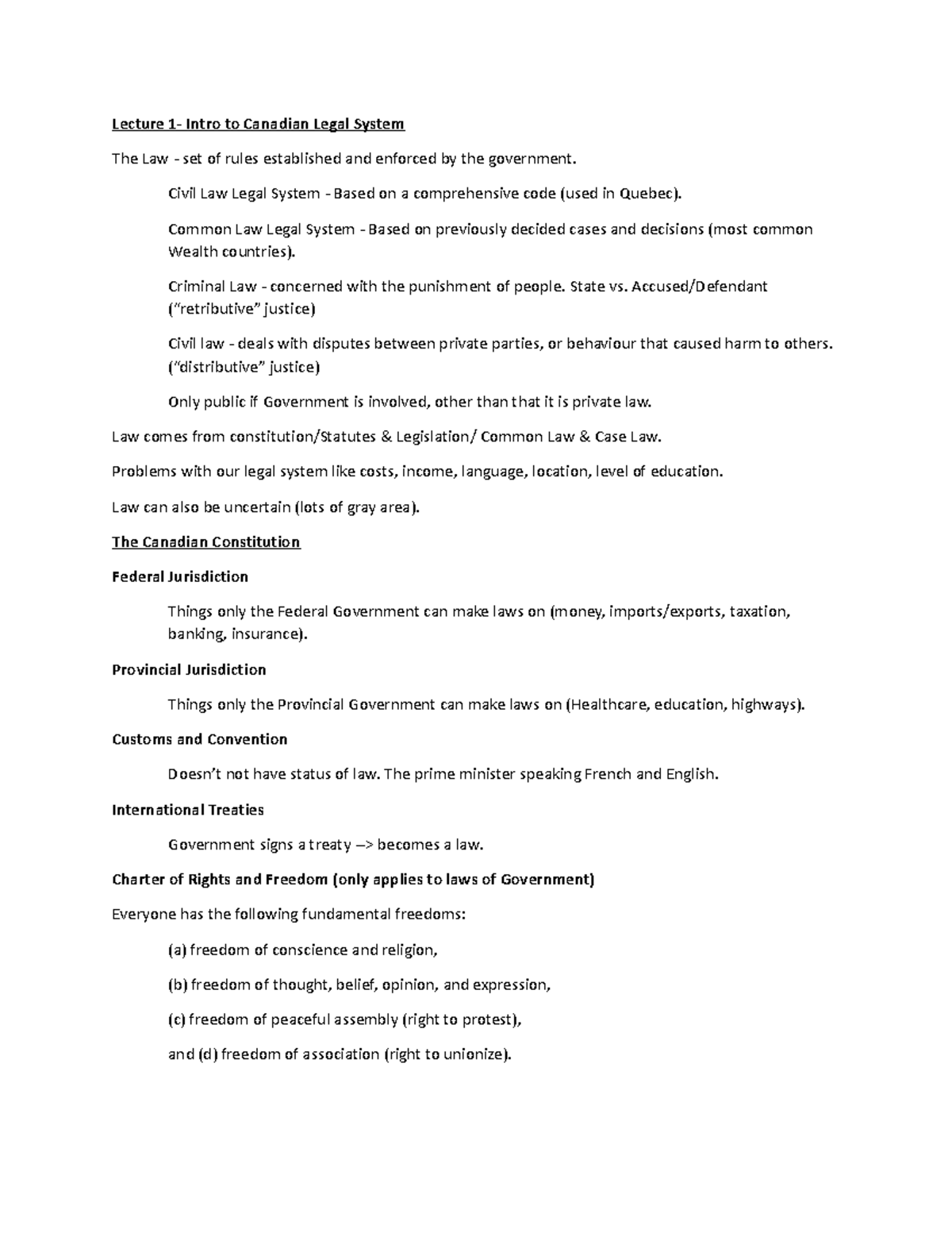 Lecture 1 Lecture 1 Intro to Canadian Legal System The Law set of