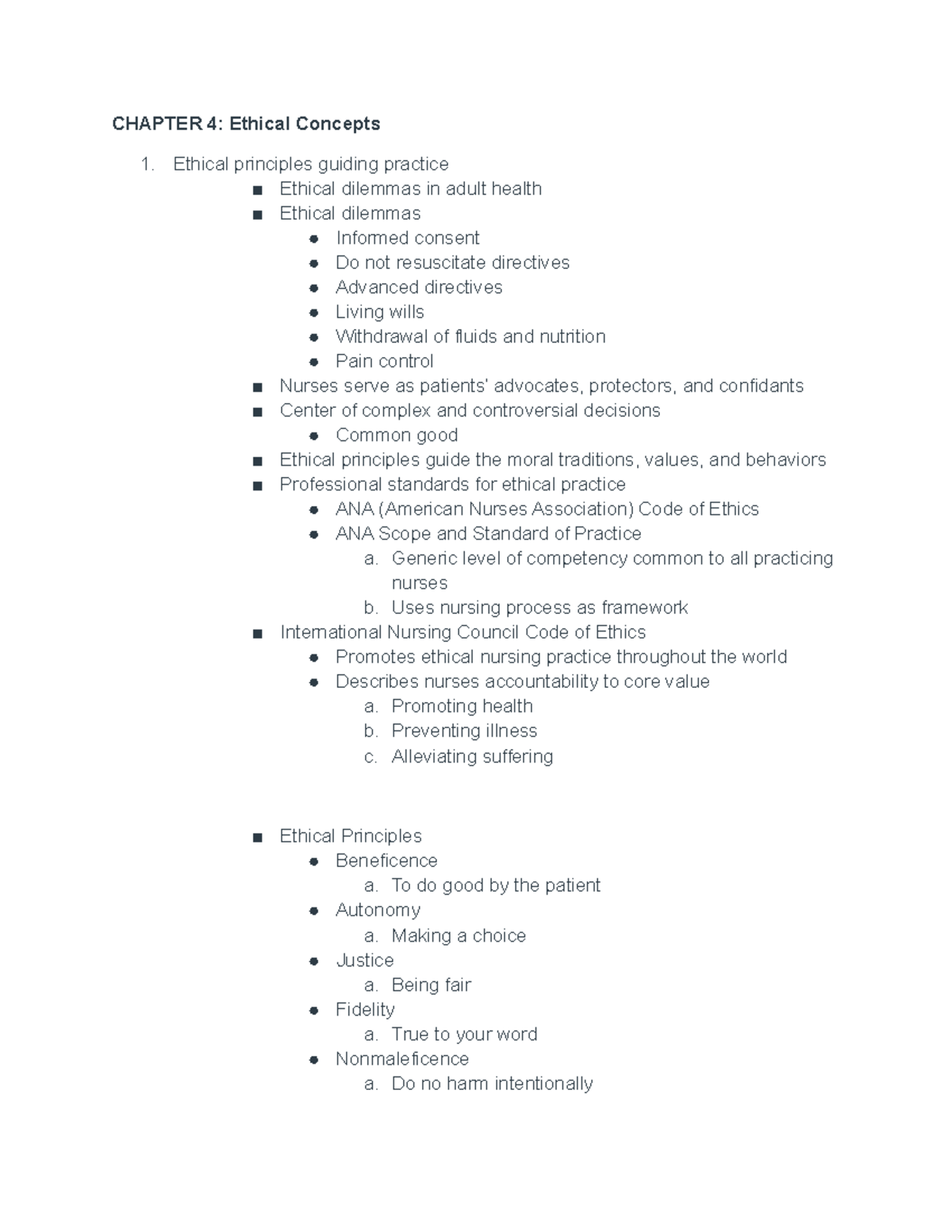 355 Ch 4 - Module 1 - CHAPTER 4: Ethical Concepts Ethical principles ...