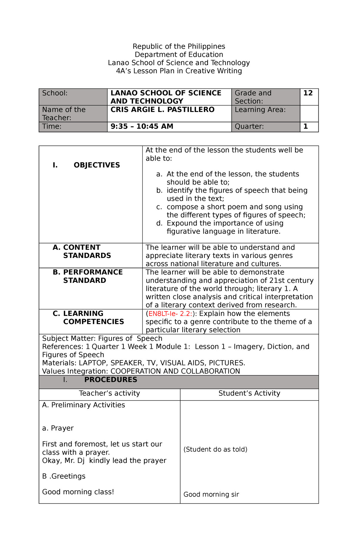 Lp for 3rd demonstration - Republic of the Philippines Department of ...