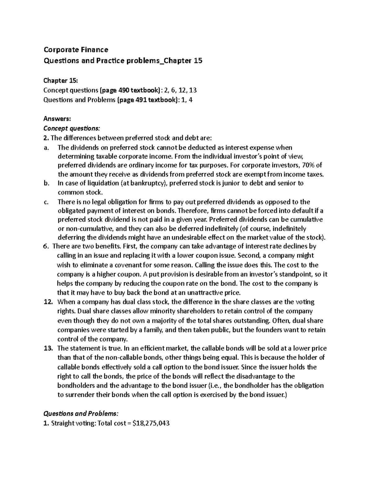 Answers Cf Chapter 15 Word Corporate Finance Vnuhcm Answers Cf Chapter 15 Word Corporate Finance Vnuhcm