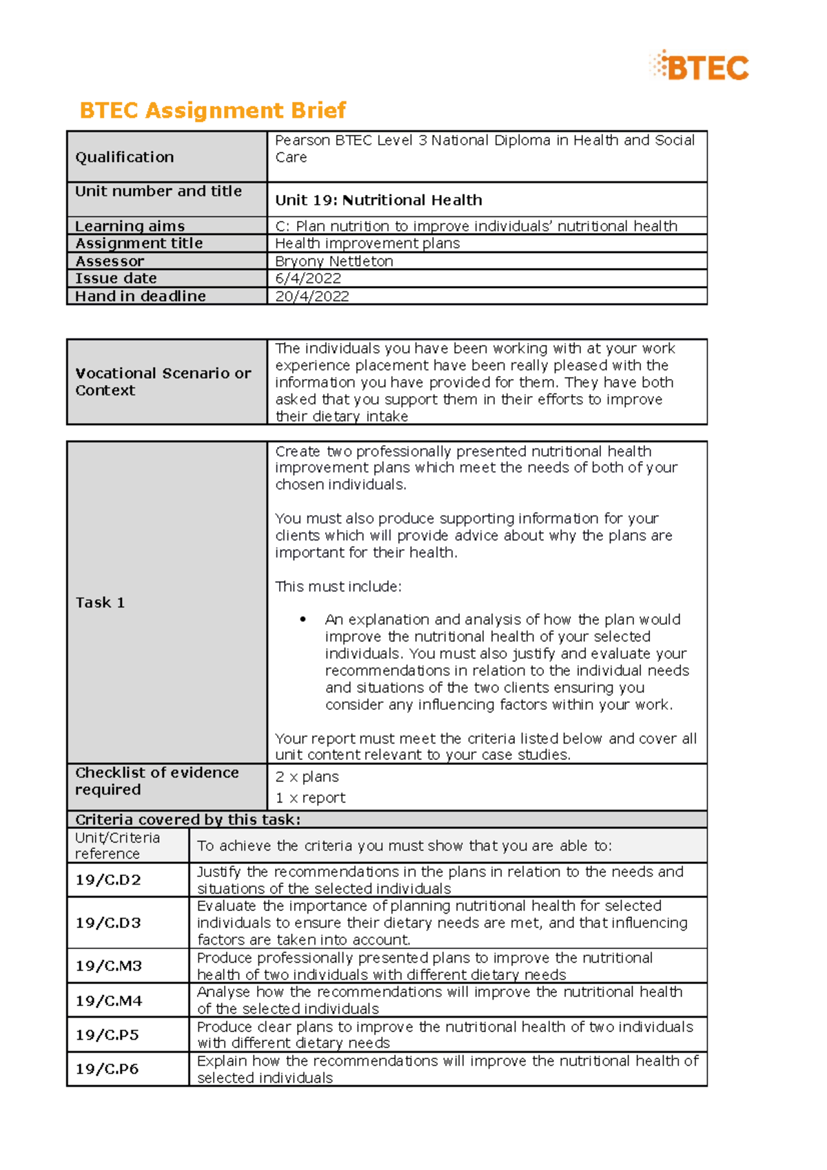 unit 19 assignment 2