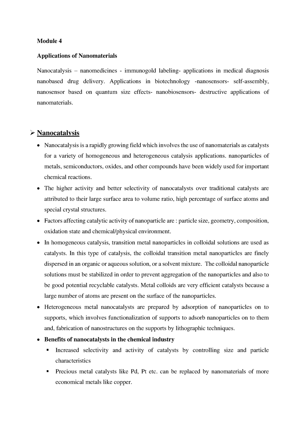 Nano-3 module 4 - Lectures note - Module 4 Applications of ...