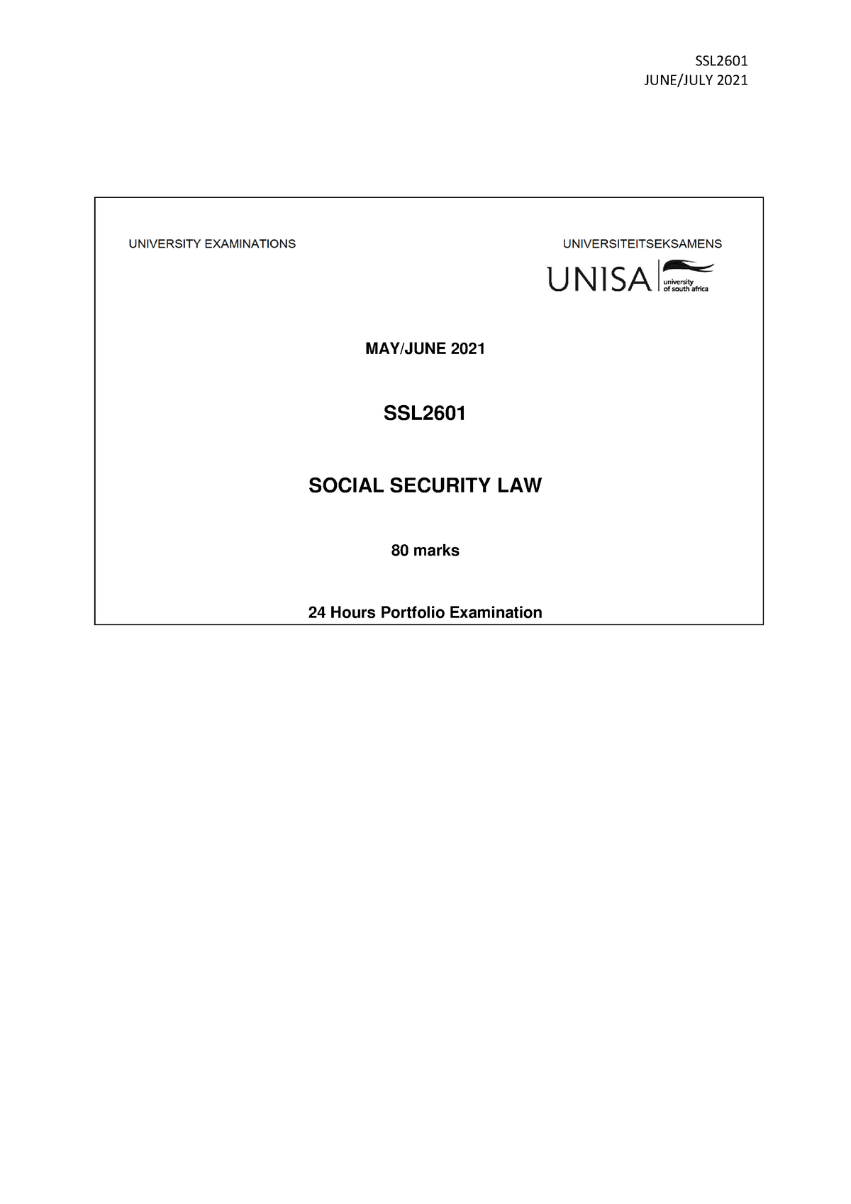 SSL2601 July 2021 - Proscribed book - JUNE/JULY 2021 MAY/JUNE 2021 SSL ...