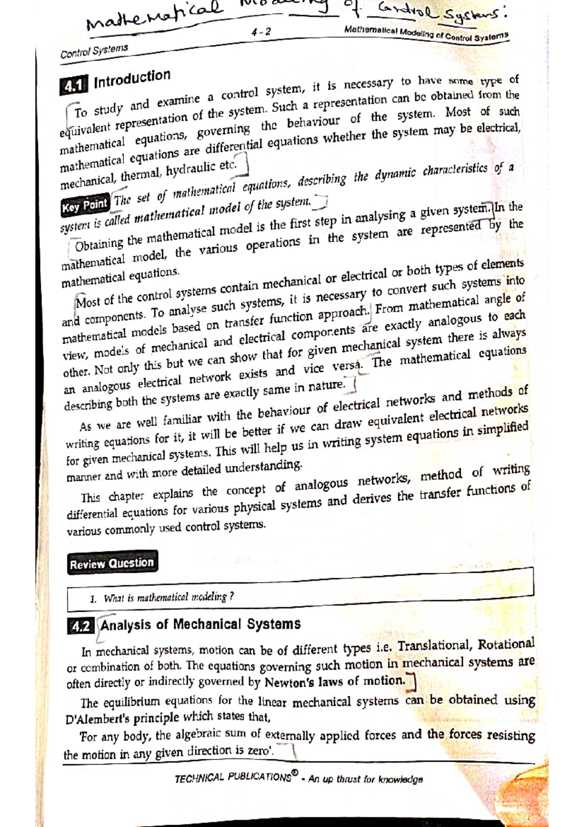 Cs notes.2 - control system - mathematical Moaning Control Systems ...