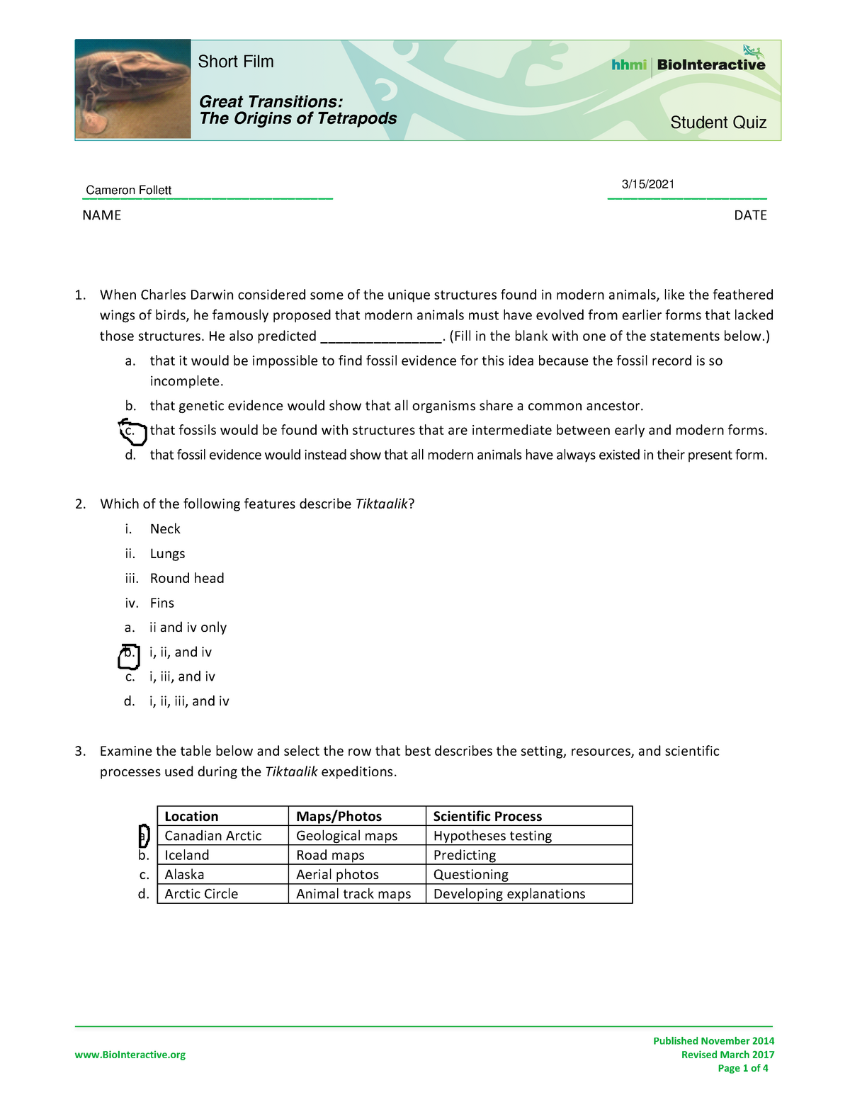 great-transitions-the-origin-of-tetrapods-student-worksheet-answers-marcuskruwlarson