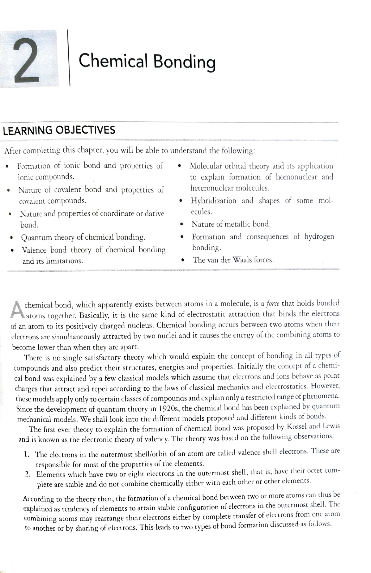 Chemical Bonding - 2 Chemical Bondingg LEARNING OBJECTIVES After ...