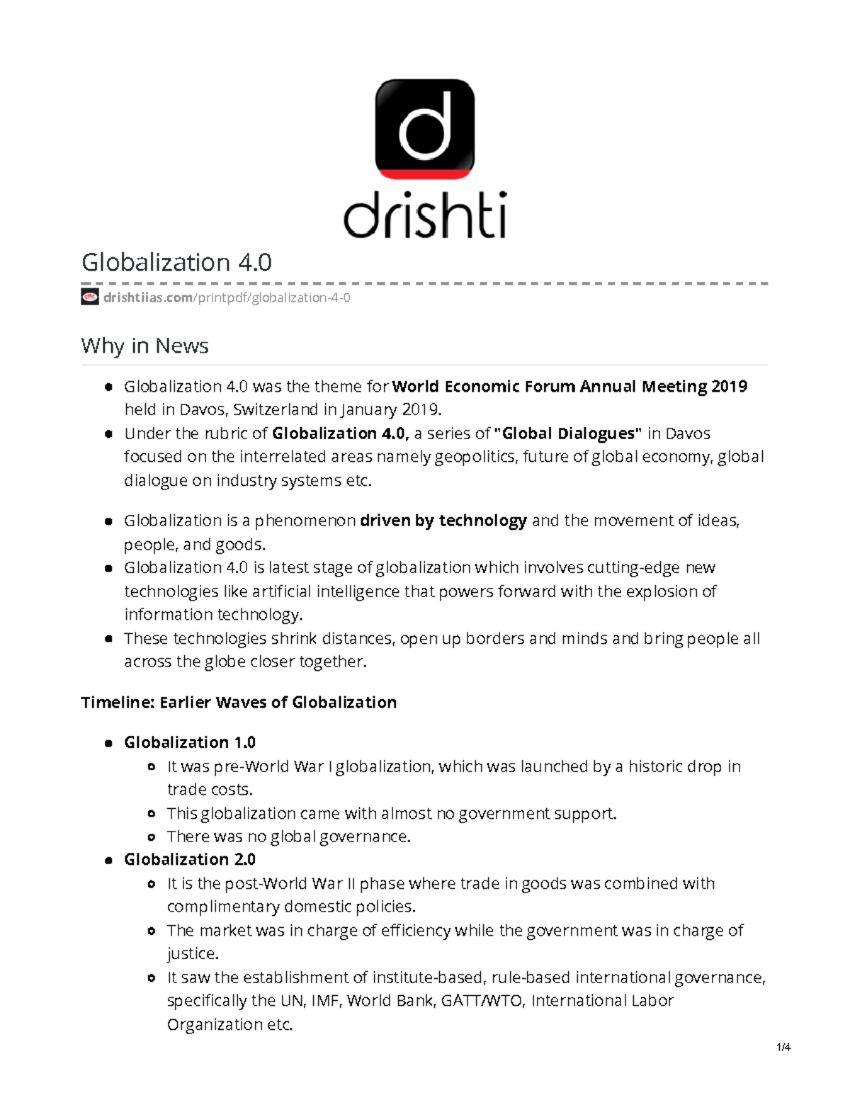 Globalization 4 0 Globalization Notes Globalization 4 Drishtiias