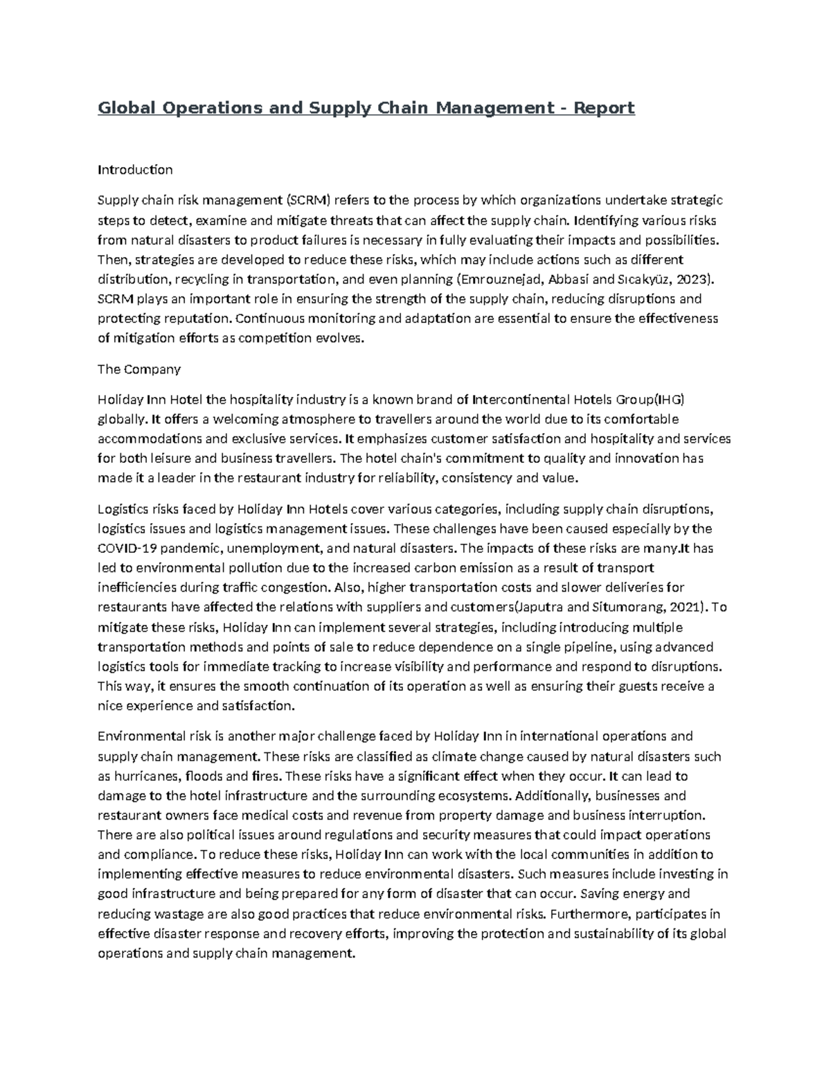 Global Operations and Supply Chain Management - Identifying various ...