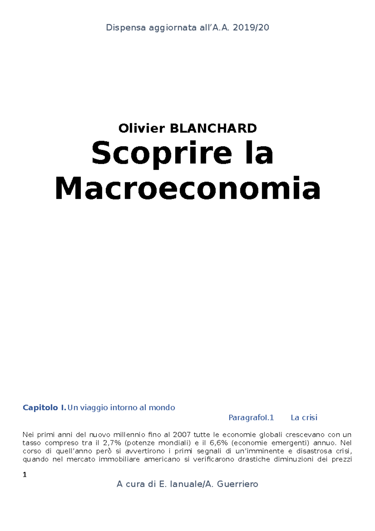 Macroeconomia esame di giurisprudenza Olivier BLANCHARD Scoprire la