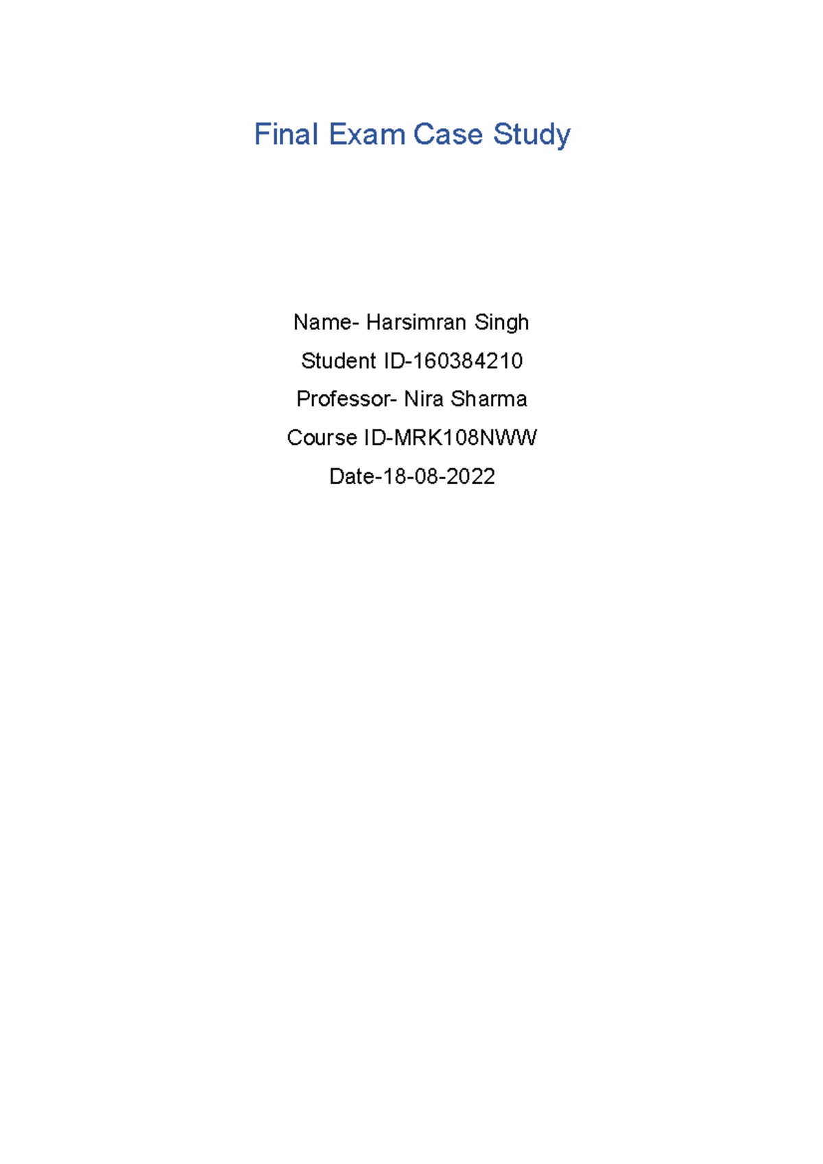 H&R Block Final Exam Case Study Answer 2020 - 8htkwyh