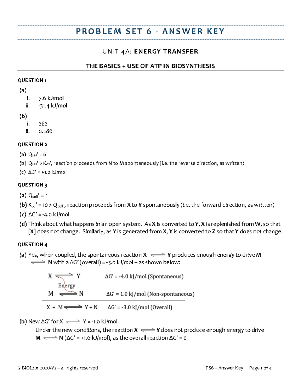 PS6-Key Updated March 4th2021 - PROBLEM SET 6 - ANSWER KEY UNIT 4A ...