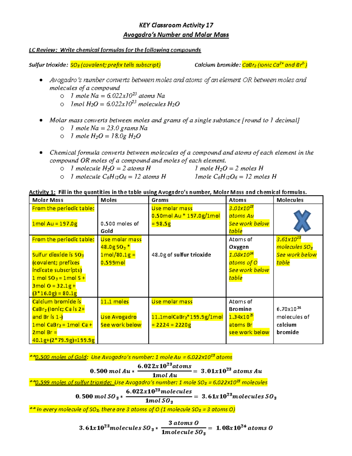 KEYActivity 17 - Pre-exam practice problems - KEY Classroom Activity 17 ...