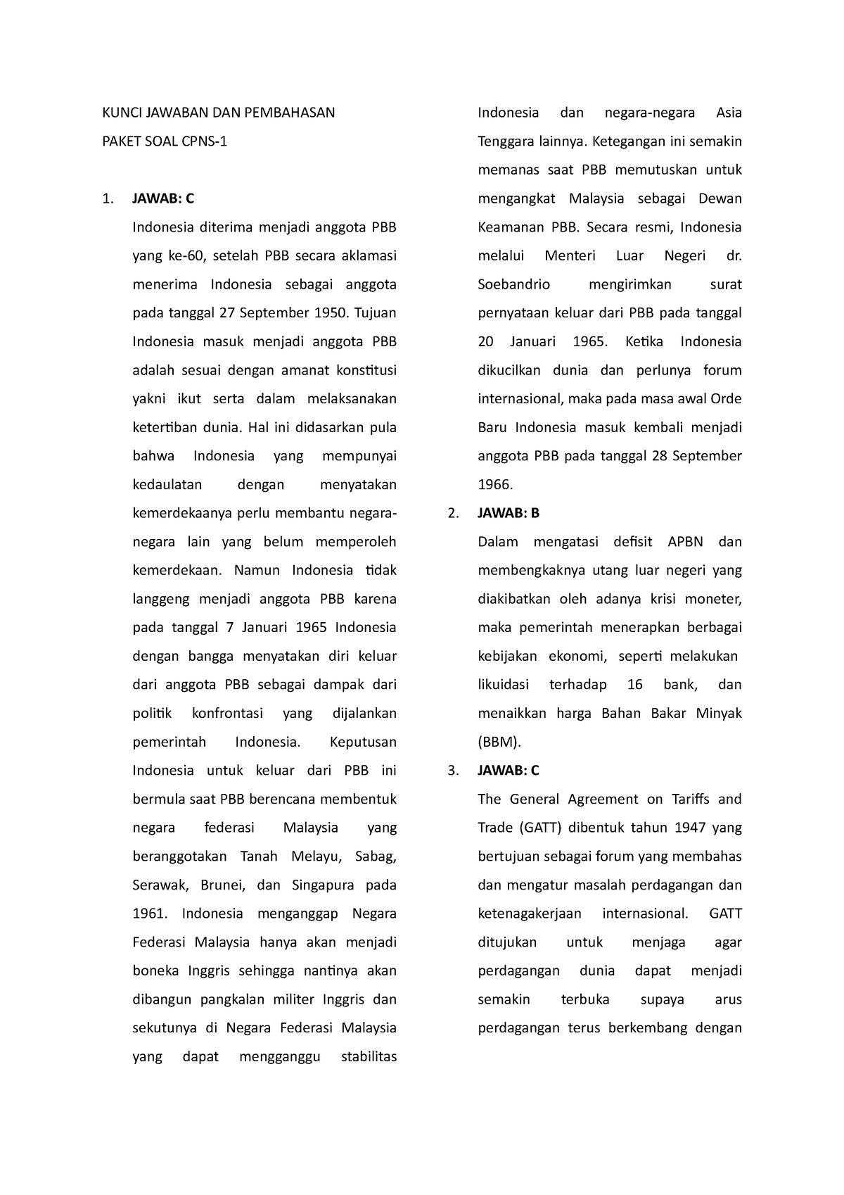 Paket SOAL-1 - Latihan SOAL Cpns - KUNCI JAWABAN DAN PEMBAHASAN PAKET ...