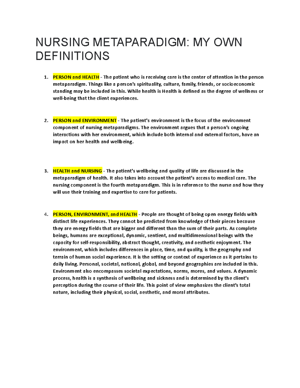 nursing-metaparadigm-none-nursing-metaparadigm-my-own-definitions