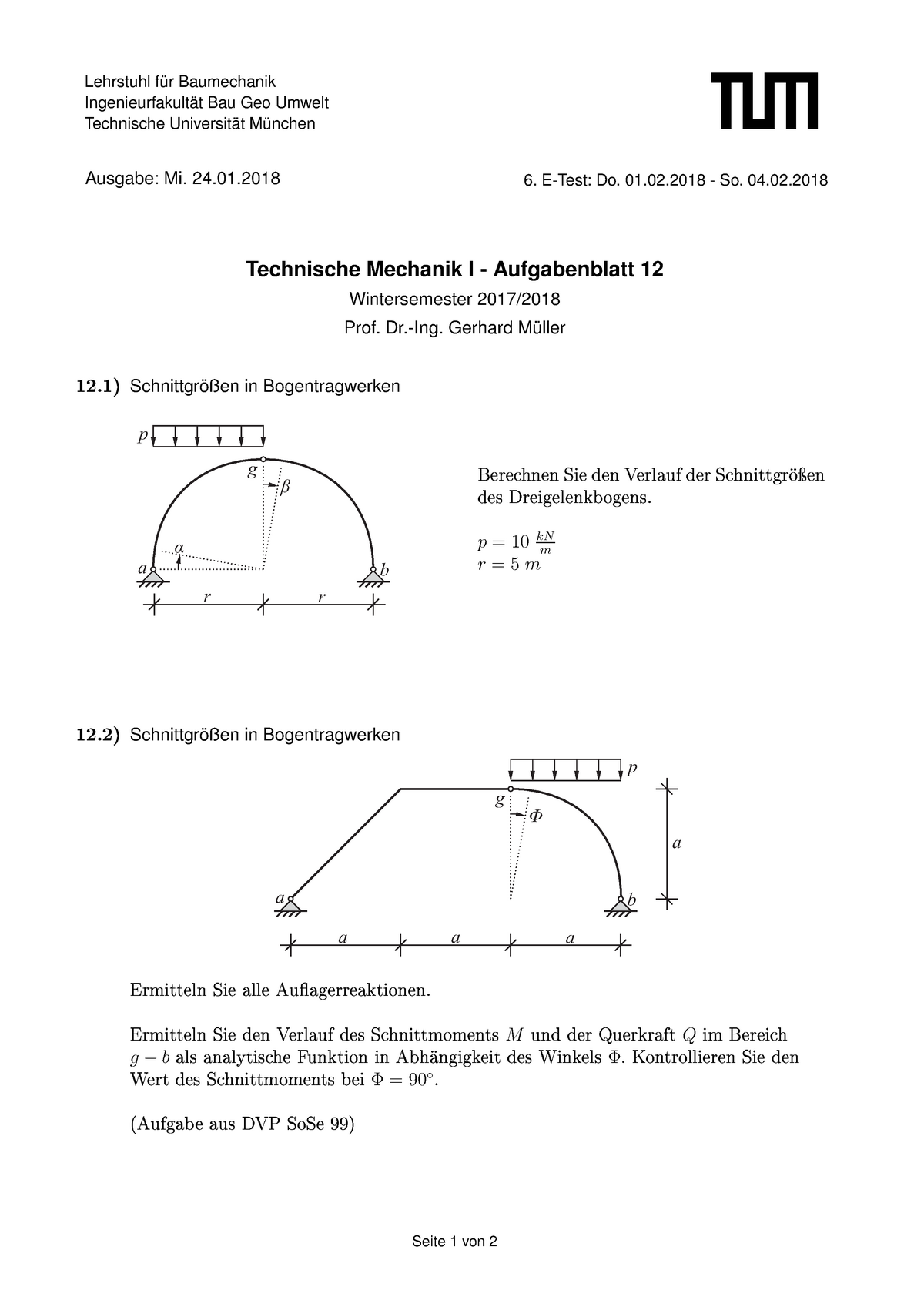 Aufgabenblatt 12 - X Z Il Verdrehungen Y Sin Ap P1 Lehrstuhl ...