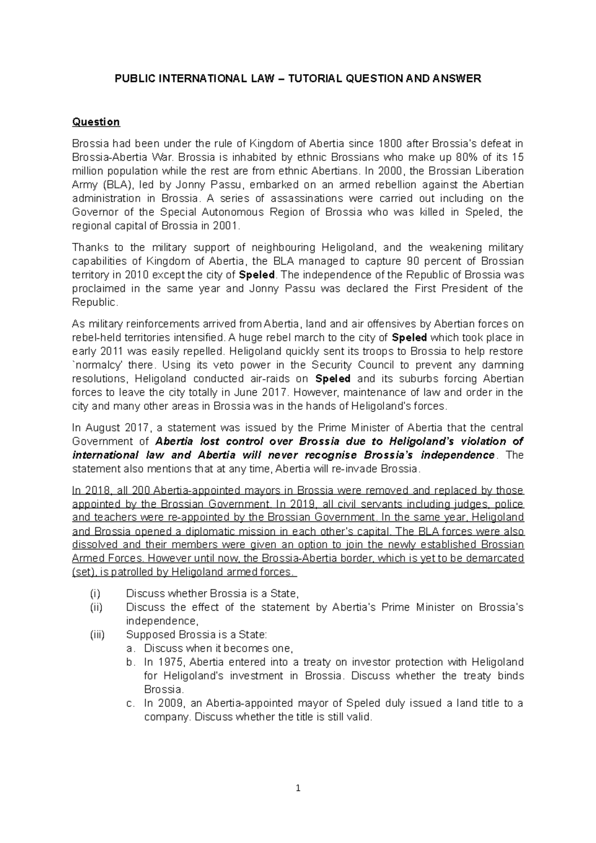 Public International Law - Tutorial Question and Answer - PUBLIC ...