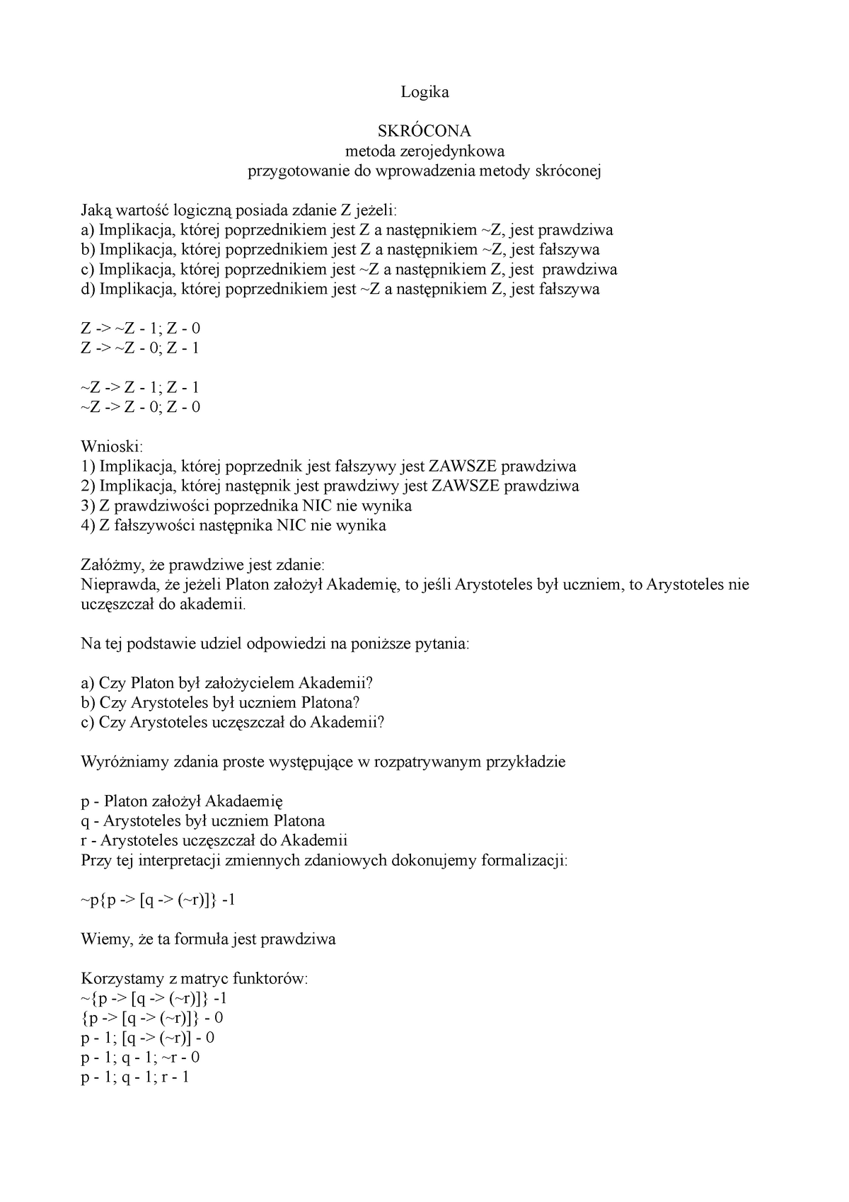 Logikaw 24 - Logic - Notes From The Subject - Logika SKRÓCONA Metoda ...