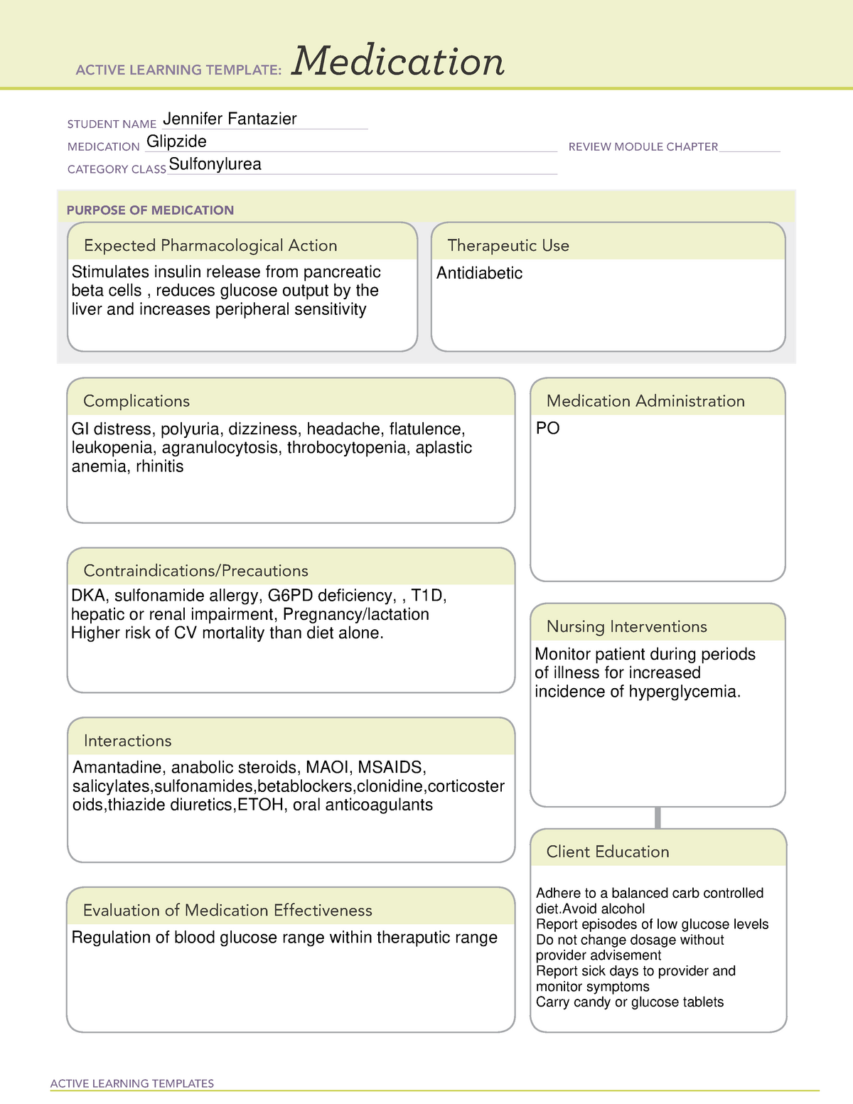 glipizide-active-learning-templates-medication-student-name