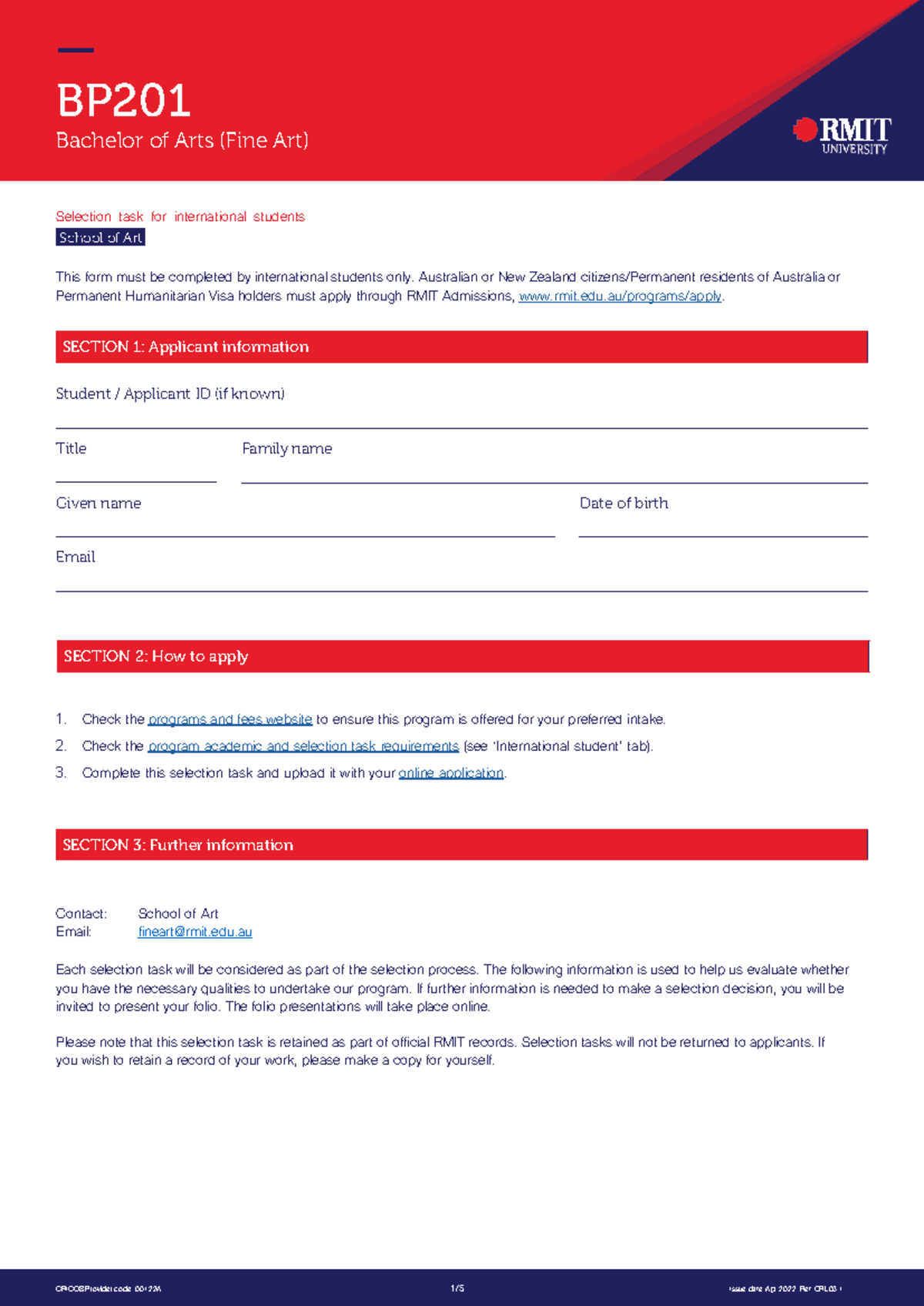 BP201 International Preselection Kit April 2022 - BP Bachelor of Arts ...