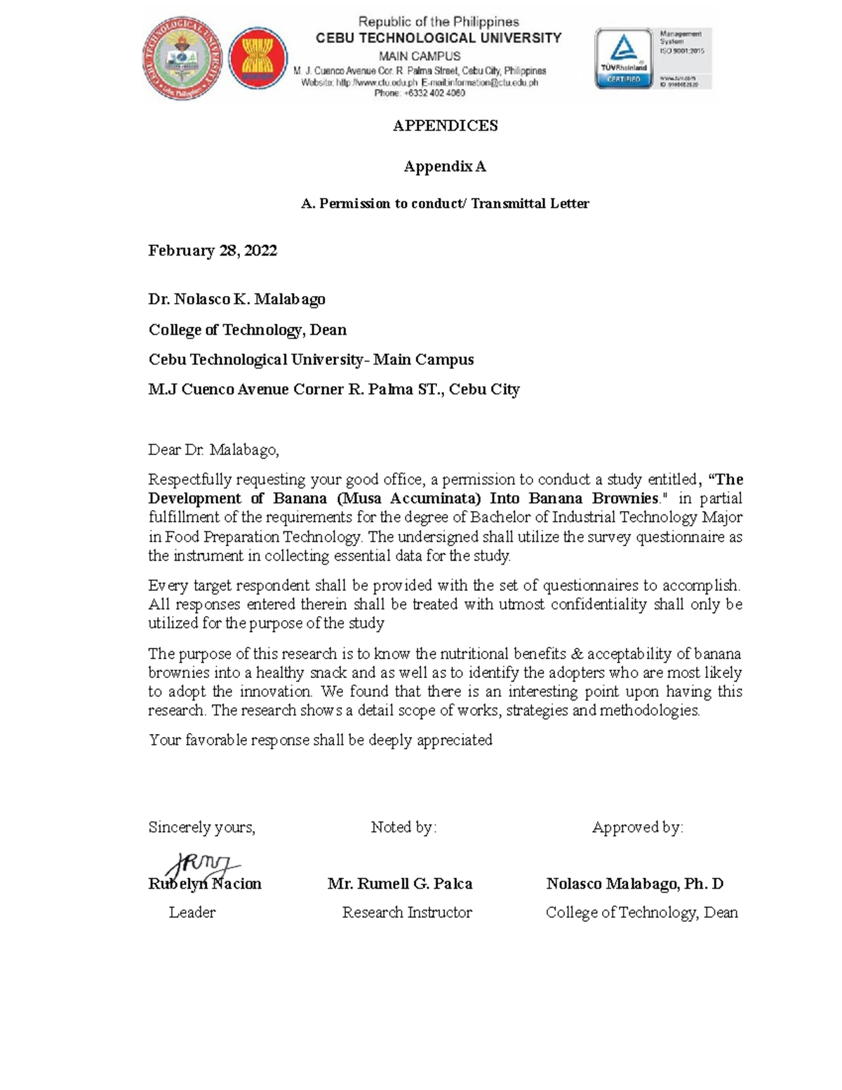 Transmittal Letter- Group 2 - APPENDICES Appendix A A. Permission to ...