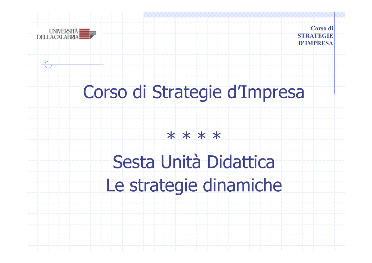 Strat Unit 6 2019 Modalit Compatibilit - Corso Di STRATEGIE D’IMPRESA ...