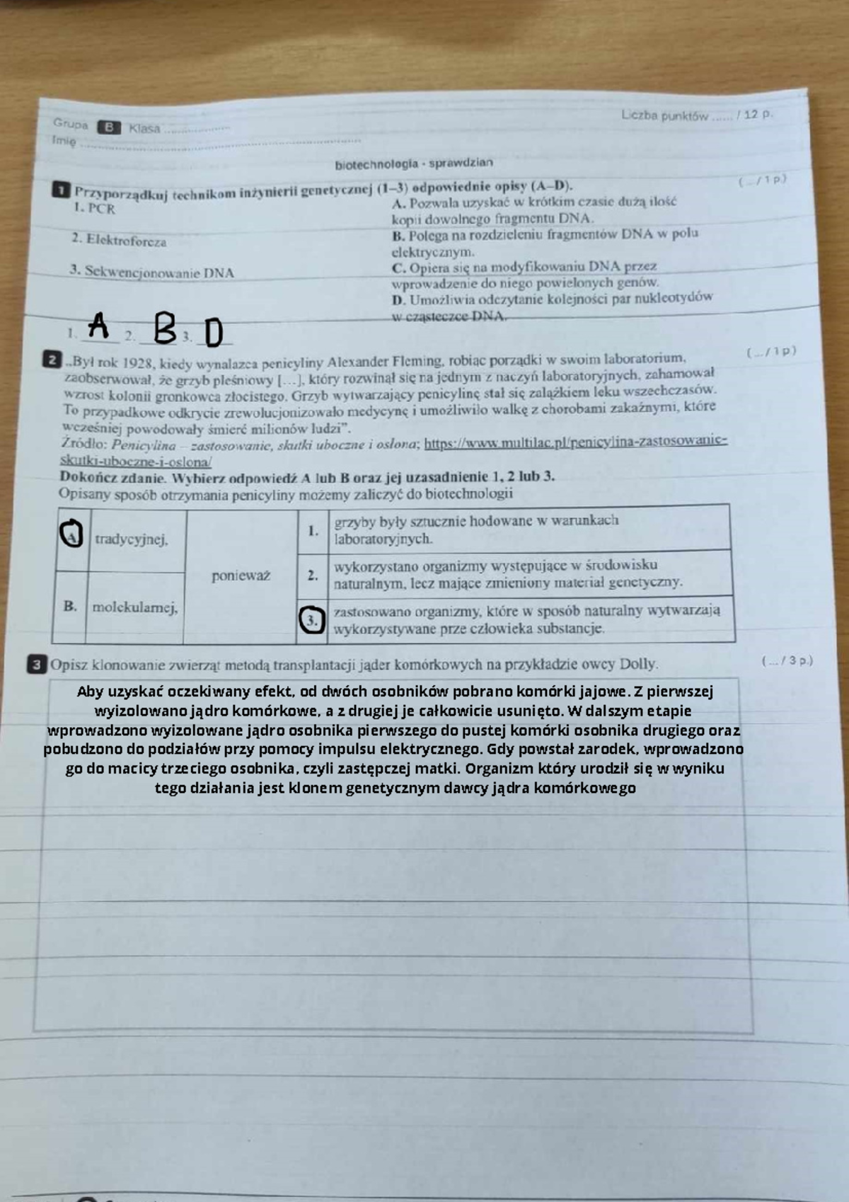 Biotechnologia - sprawdzian - Aby uzyskać oczekiwany efekt, od dwóch
