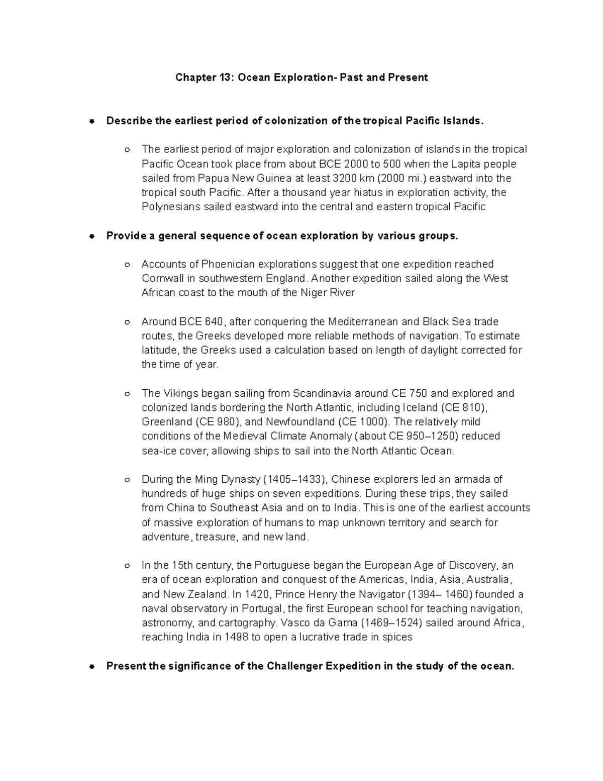 Ocean Studies Ch. 13-15 - Google Docs - Chapter 13: Ocean Exploration ...
