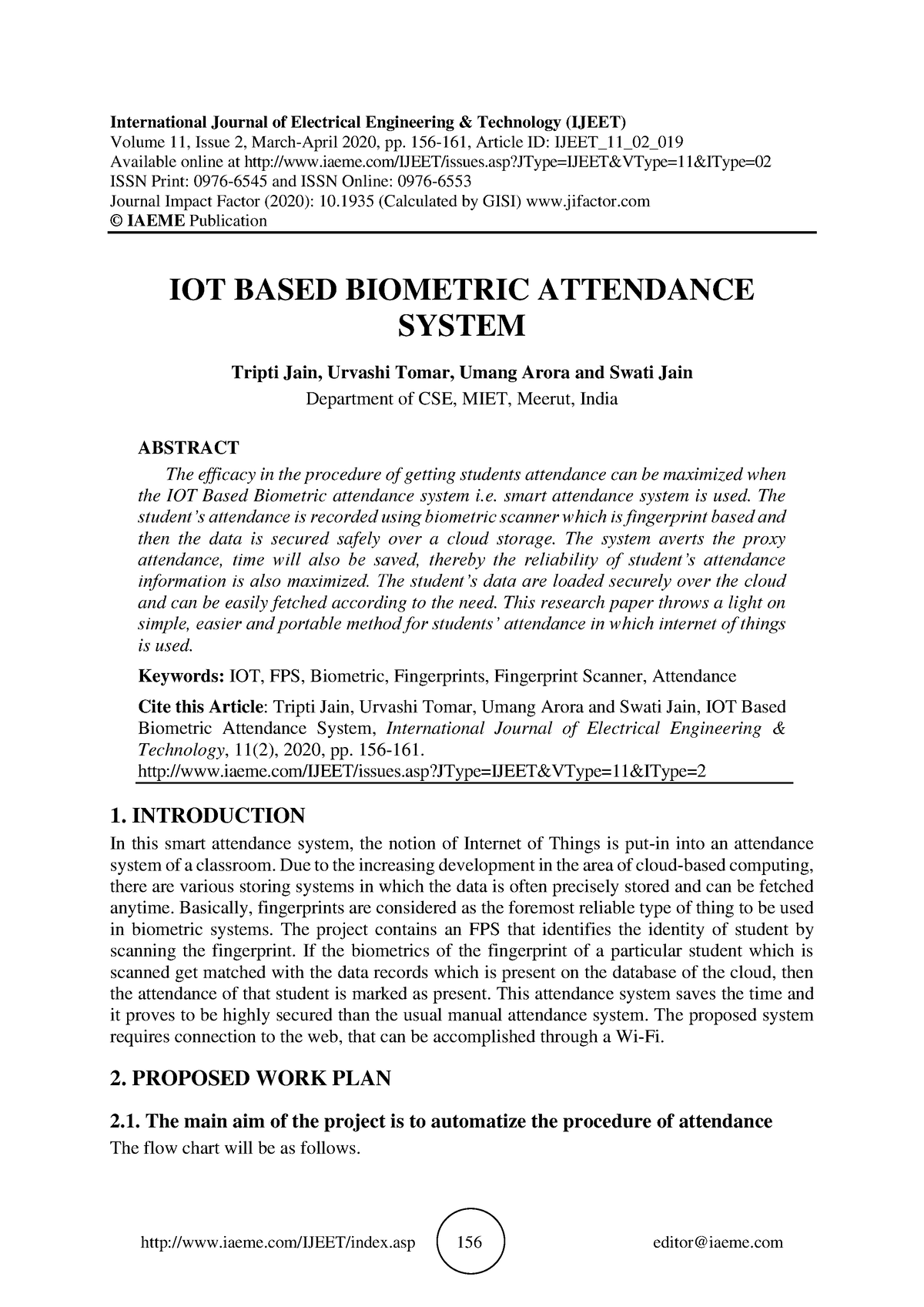 IOT Based Biometric Attendance System - International Journal Of ...