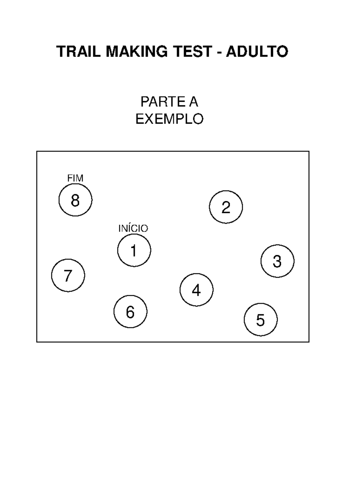 Trail Making Adulto - Teste de Trilha A e B - 8 2 3 4 6 1 7 INÍCIO ...