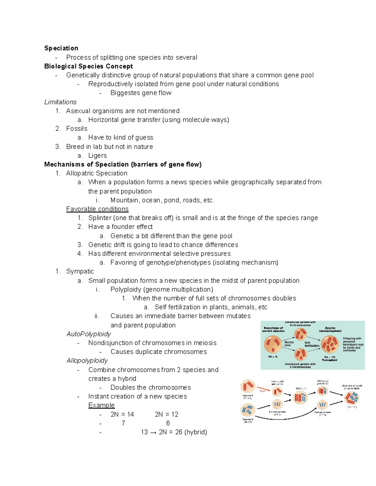 Lecture 15 - Speciation - Process of splitting one species into several ...