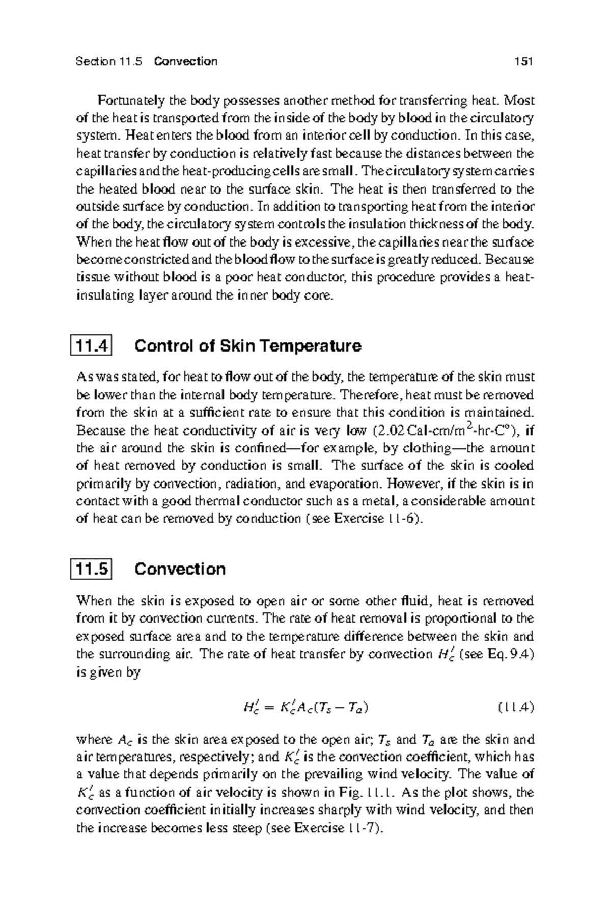 Control of Skin Temperature - Section 11 Convection 151 Fortunately the ...