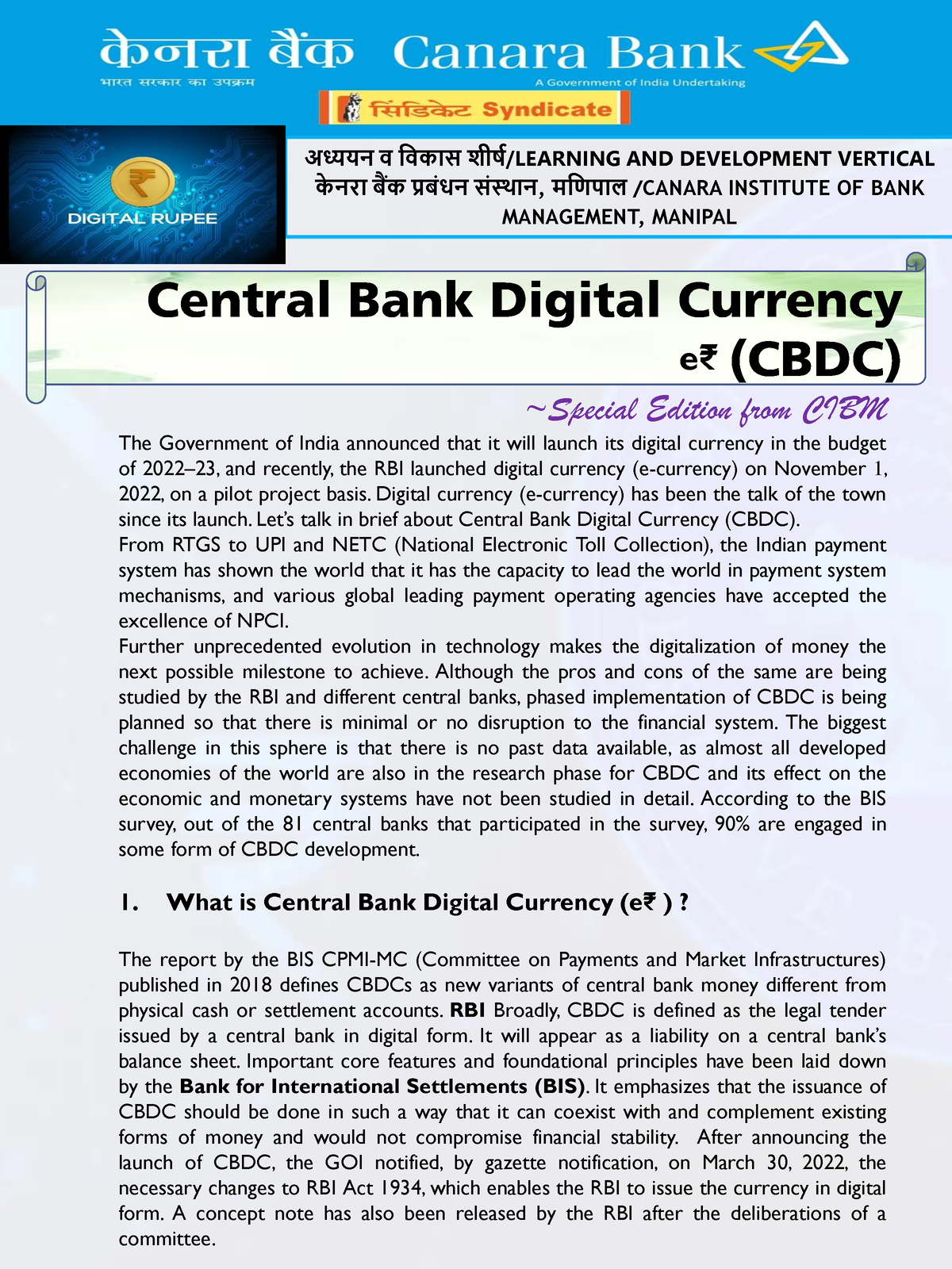 CENTRAL BANK DIGITAL CURRENCY - Central Bank Digital Currency (CBDC ...