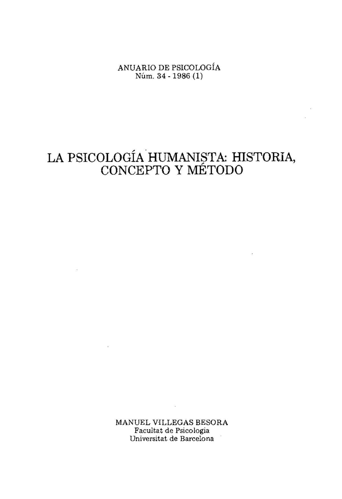 01. La Psicologia Humanista Historia, Concepto Y Mi Todo Autor Manuel ...