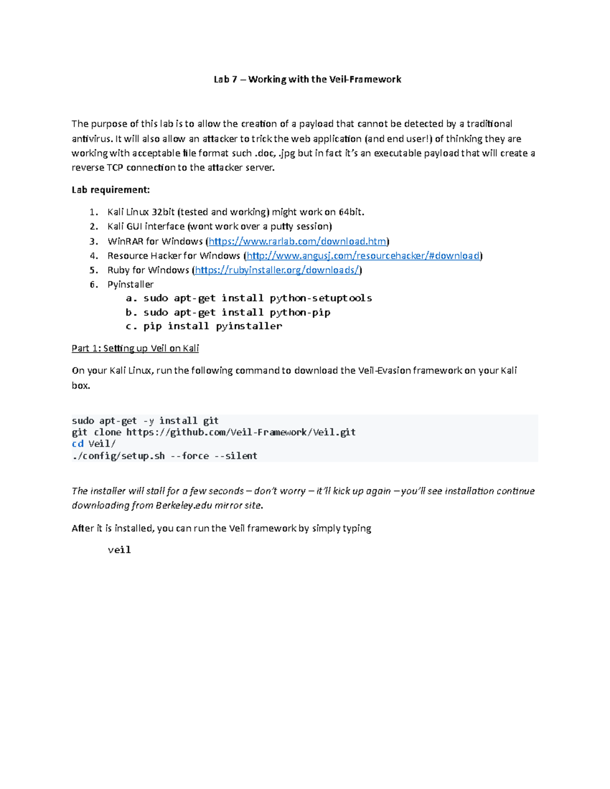 Lab 7 working with machine learning and - Lab 7 – Working with the Veil ...