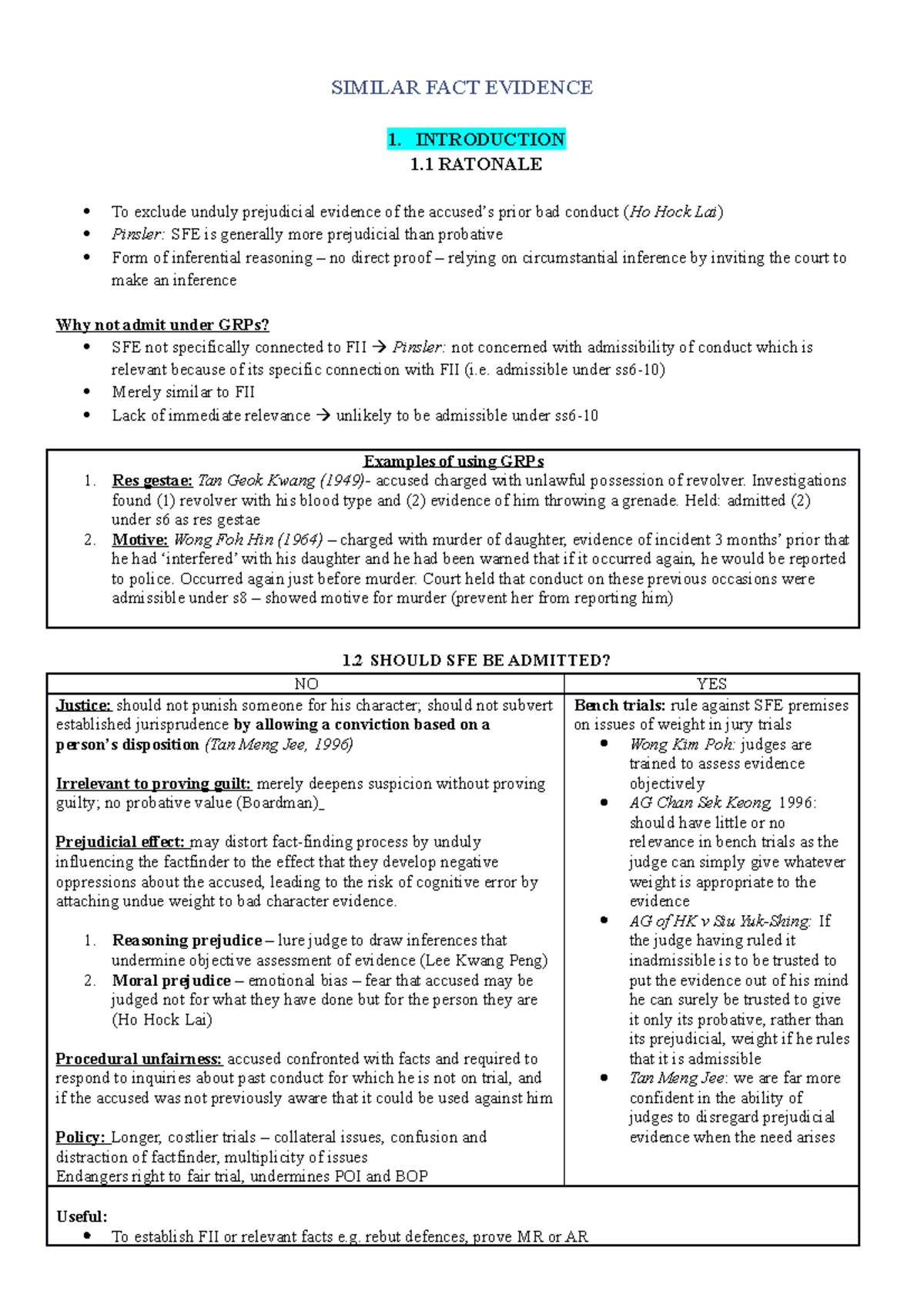 (4) SFE: Character - SFE - SIMILAR FACT EVIDENCE 1. INTRODUCTION 1 ...