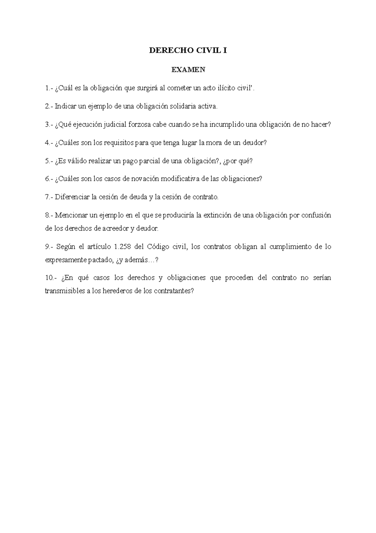 Modelo DE Examen DE Teoría DE Derecho Civil I - DERECHO CIVIL I EXAMEN ...