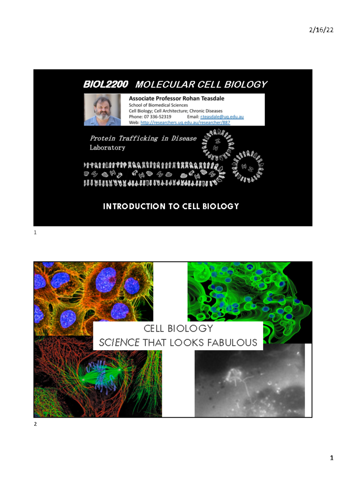 BIOL2200 Introduction to Cell Biology V2 - BIOL 2200 MOLECULAR CELL ...