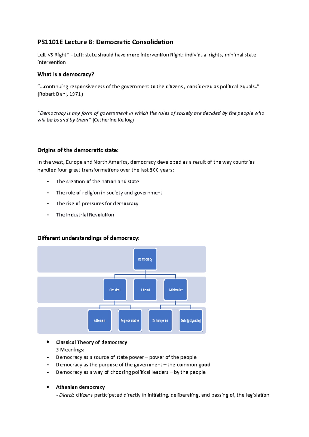 Lecture 8 Notes on Democratization and processes - PS1101E - NUS - Studocu