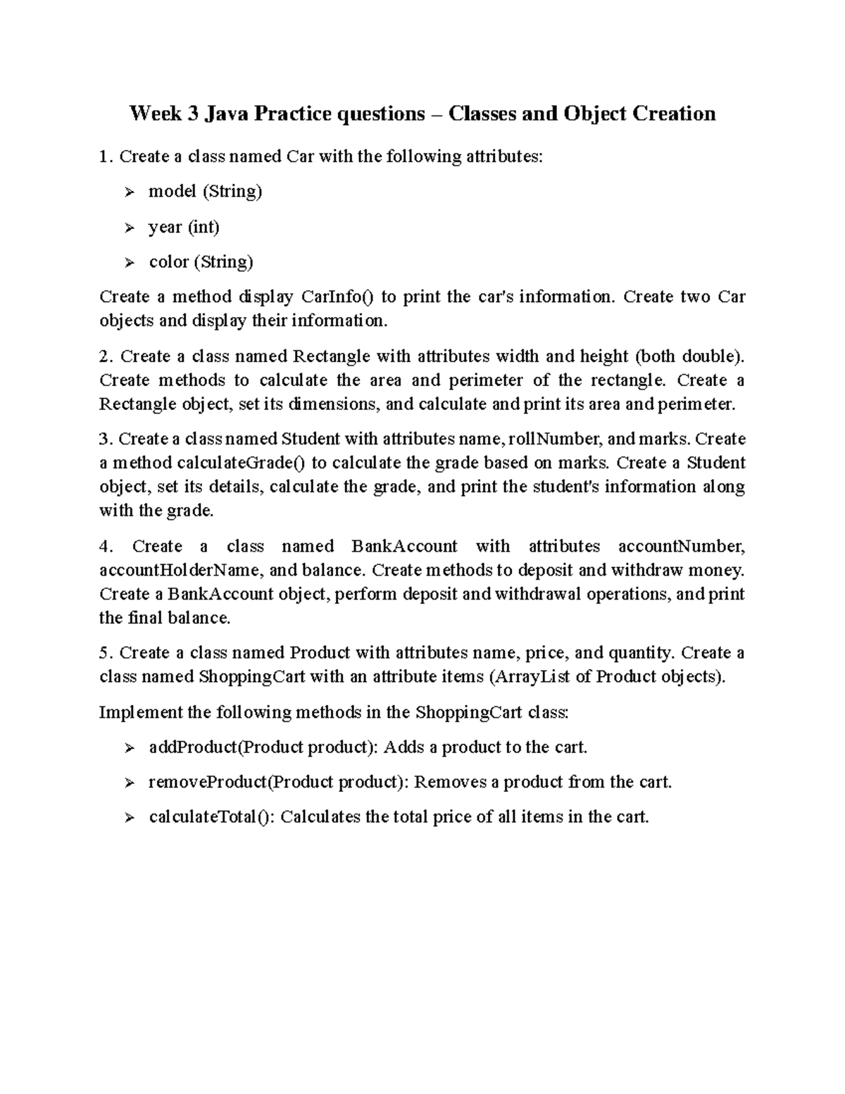 Week3 - These are some practice questions based on JAVA - Week 3 Java ...