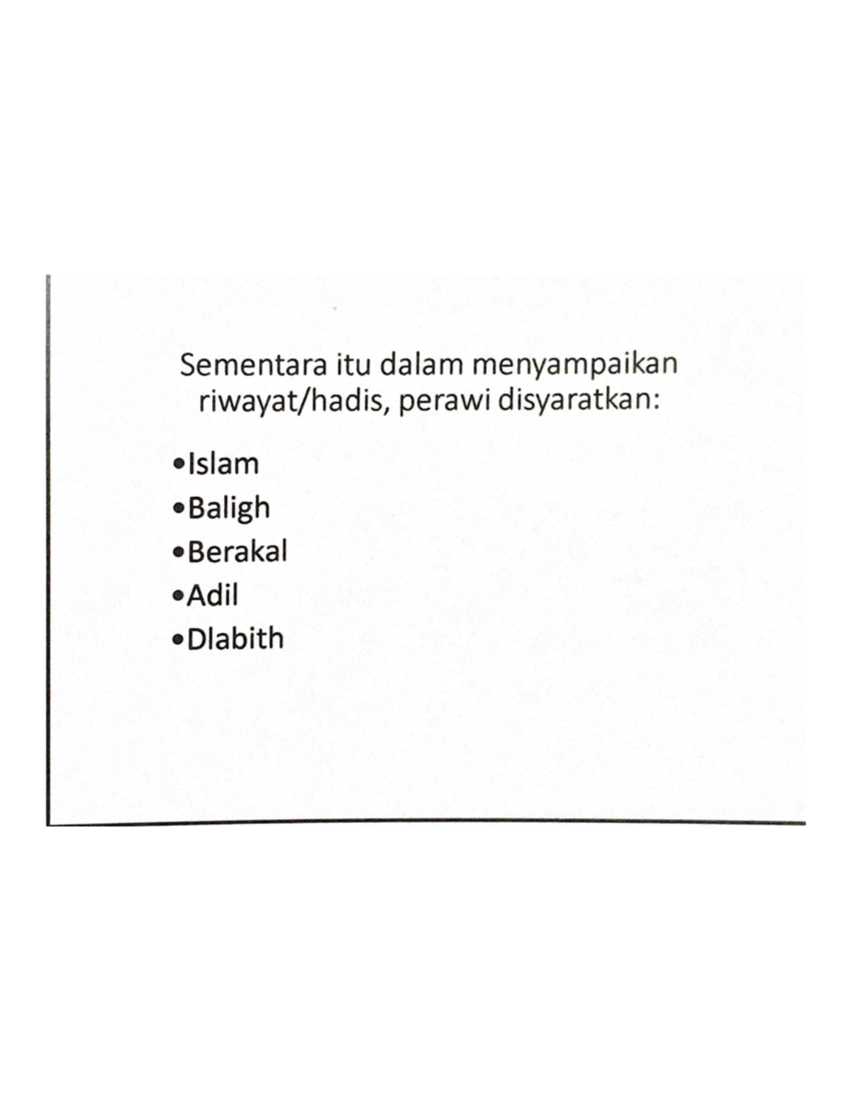 Ulumul Hadist 8 - Syarat Perawi - Ulumul Hadis - Studocu