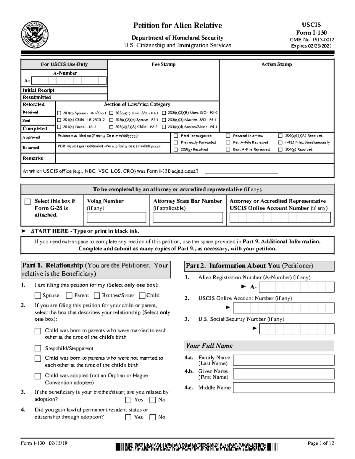 I-130 - nursing work - Petition for Alien Relative Department of ...