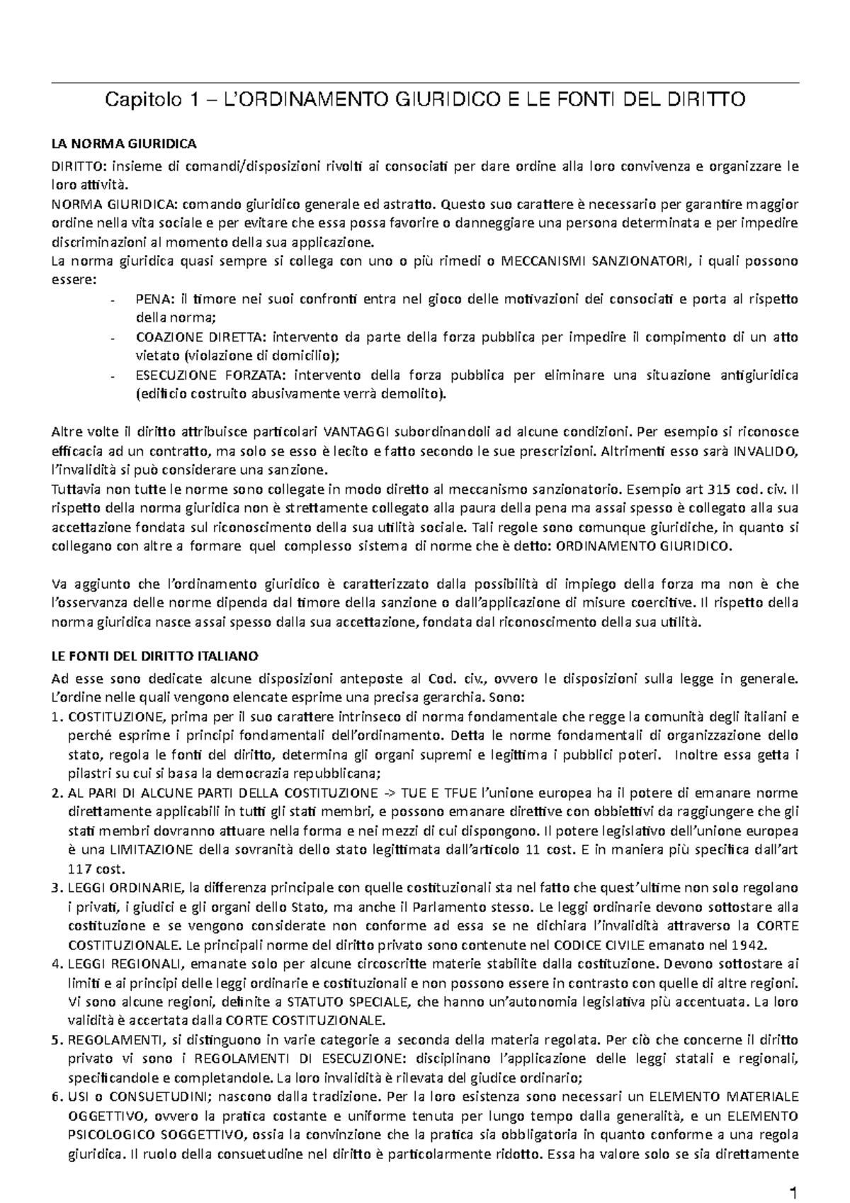 le fonti del diritto: riassunto