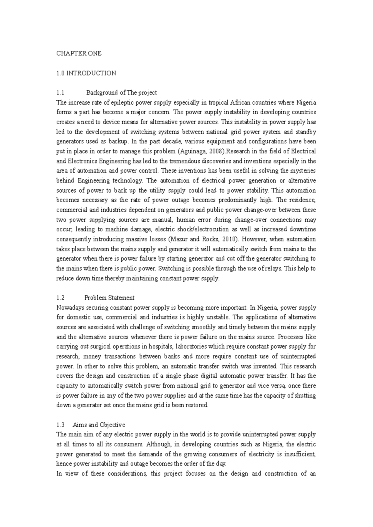 ATS Project - CHAPTER ONE 1 INTRODUCTION 1 Background of The project ...