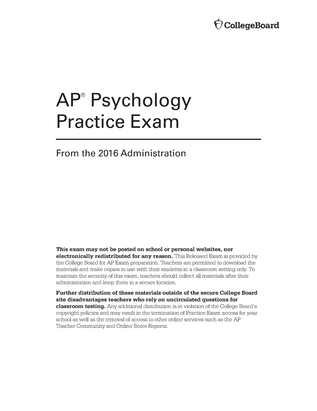 ap psychology exam essay