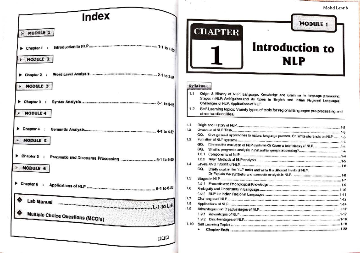 NLP techneo book - Computer Engineering - Mohd Laraib - Studocu
