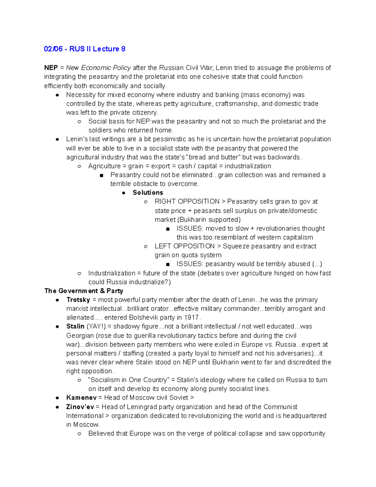 02 06 - RUS II Lecture 9 - Complete Course Notes, got an A with no ...