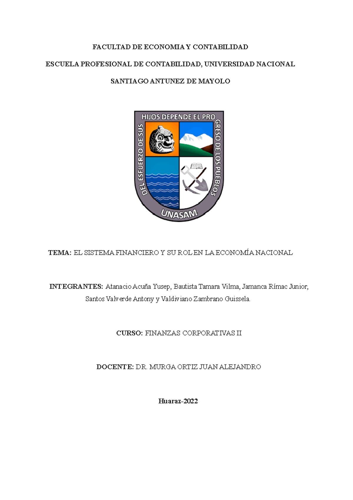 Grupo D - EL Sistema Financiero Y SU ROL EN LA Economía Nacional ...