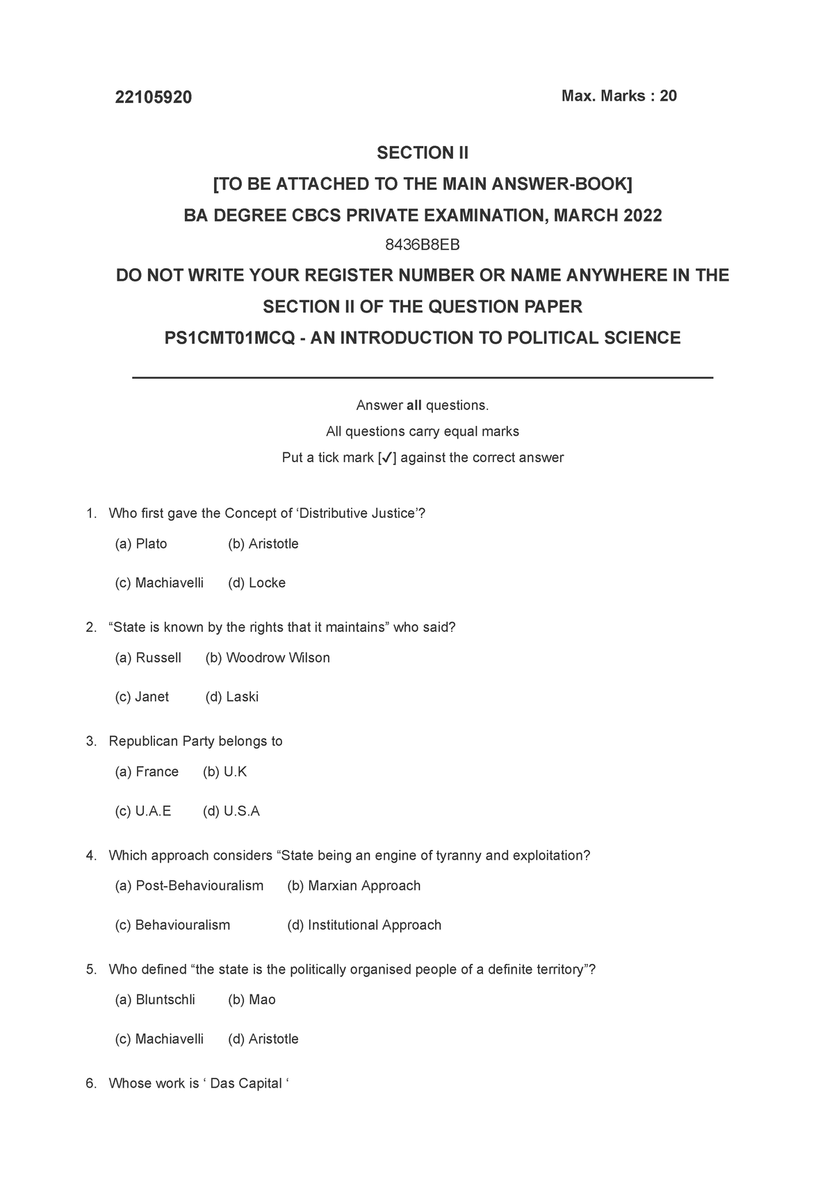 ba 1st year assignment political science