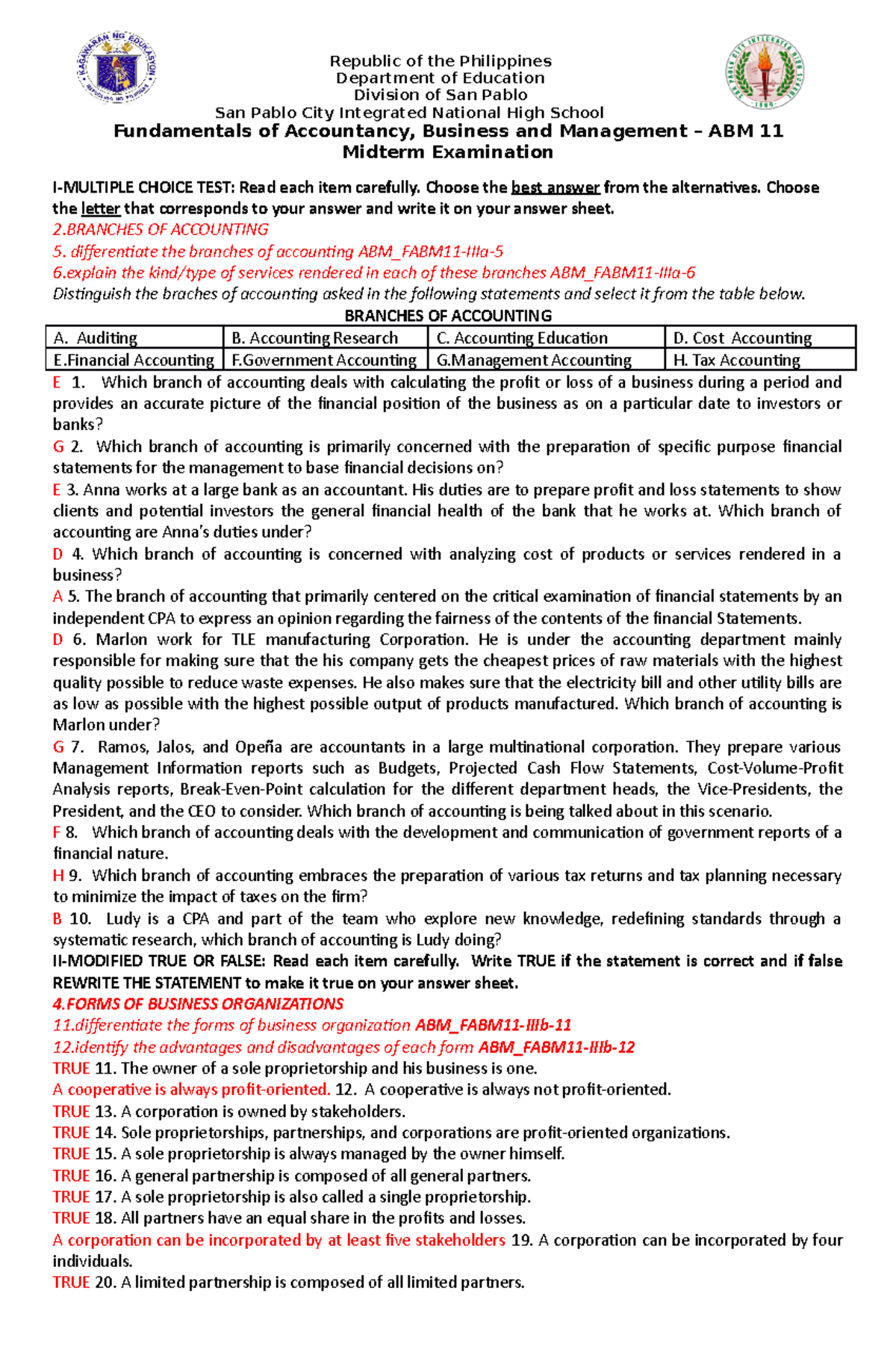 Fundamentals OF Accountancy, Business AND Management Midterm EXAM With ...