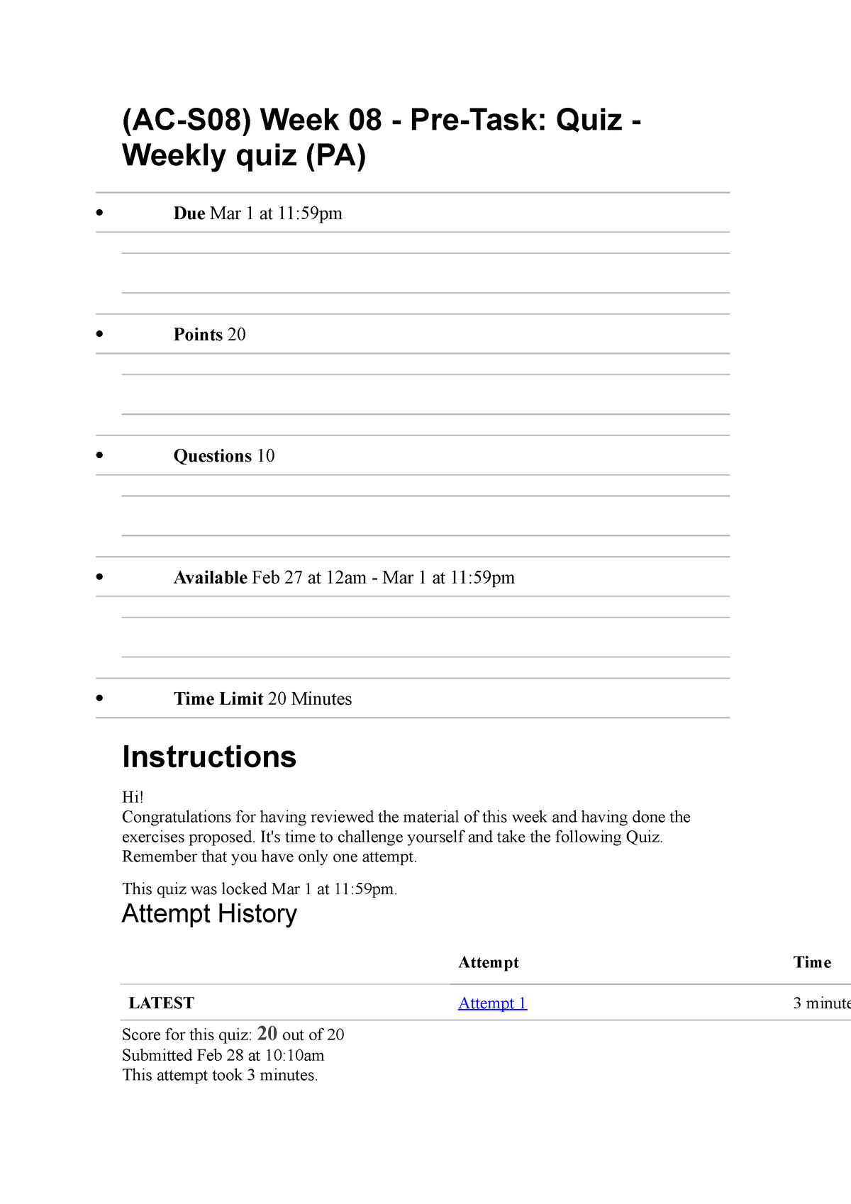 (AC-S08) Week 08 - Pre-Task Quiz - Weekly quiz (PA - It's time to ...